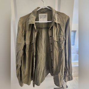 Garage Camo Green/Khaki Button Shirt Size M